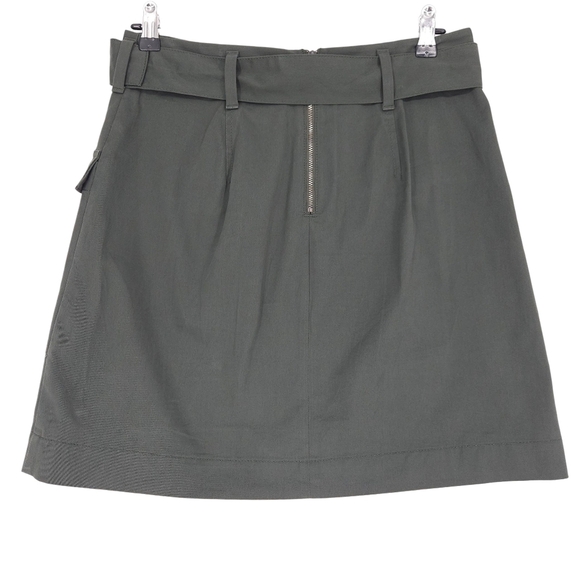 Banana Republic Utility Faux Wrap Skirt Flight Jacket Green Belt Zip Back 6 - Picture 4 of 8